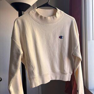 NWT Champion Reverse Weave Mockneck Chalk White Sweatshirt Womens